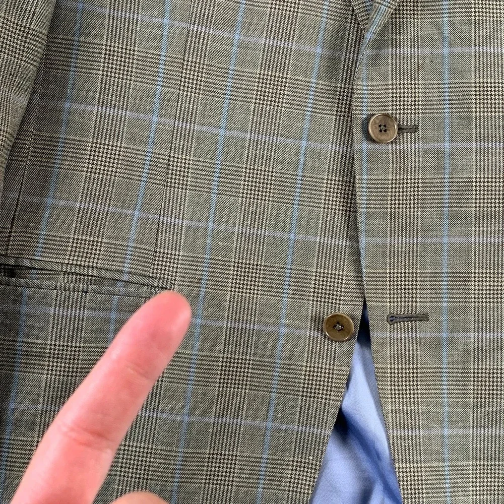 Ermenegildo Zegna Blazer Men 40R Silk Linen Glen Check Windowpane Sport Coat